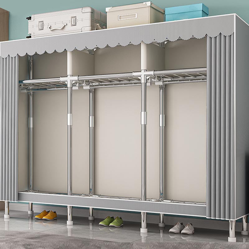 Contemporary Wardrobe Armoire with Shelves Steel Wardrobe Closet for Home Clearhalo 'Armoires & Wardrobes' 'armoires_wardrobes' 'Bedroom Furniture' 'furn' 'furn_armoires_wardrobes' 'Furniture' 6107699
