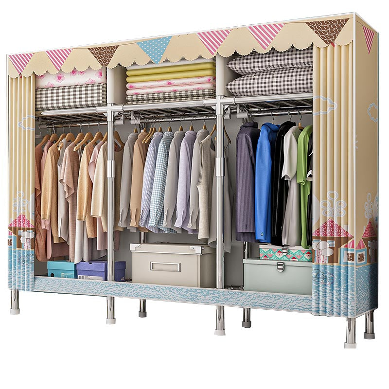 Contemporary Wardrobe Armoire with Shelves Steel Wardrobe Closet for Home Clearhalo 'Armoires & Wardrobes' 'armoires_wardrobes' 'Bedroom Furniture' 'furn' 'furn_armoires_wardrobes' 'Furniture' 6107705
