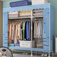 Contemporary Wardrobe Armoire with Shelves Steel Wardrobe Closet for Home 50"L x 18"W x 68"H Light Blue Clearhalo 'Armoires & Wardrobes' 'armoires_wardrobes' 'Bedroom Furniture' 'furn' 'furn_armoires_wardrobes' 'Furniture' 6107716