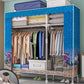 Contemporary Wardrobe Armoire with Shelves Steel Wardrobe Closet for Home 50"L x 18"W x 68"H Dark Blue Clearhalo 'Armoires & Wardrobes' 'armoires_wardrobes' 'Bedroom Furniture' 'furn' 'furn_armoires_wardrobes' 'Furniture' 6107719
