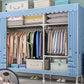 Contemporary Wardrobe Armoire with Shelves Steel Wardrobe Closet for Home 57.5"L x 18"W x 68"H Light Blue Clearhalo 'Armoires & Wardrobes' 'armoires_wardrobes' 'Bedroom Furniture' 'furn' 'furn_armoires_wardrobes' 'Furniture' 6107725