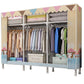 Contemporary Wardrobe Armoire with Shelves Steel Wardrobe Closet for Home 66"L x 18"W x 68"H Beige Clearhalo 'Armoires & Wardrobes' 'armoires_wardrobes' 'Bedroom Furniture' 'furn' 'furn_armoires_wardrobes' 'Furniture' 6107728