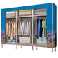 Contemporary Wardrobe Armoire with Shelves Steel Wardrobe Closet for Home 66"L x 18"W x 68"H Dark Blue Clearhalo 'Armoires & Wardrobes' 'armoires_wardrobes' 'Bedroom Furniture' 'furn' 'furn_armoires_wardrobes' 'Furniture' 6107730