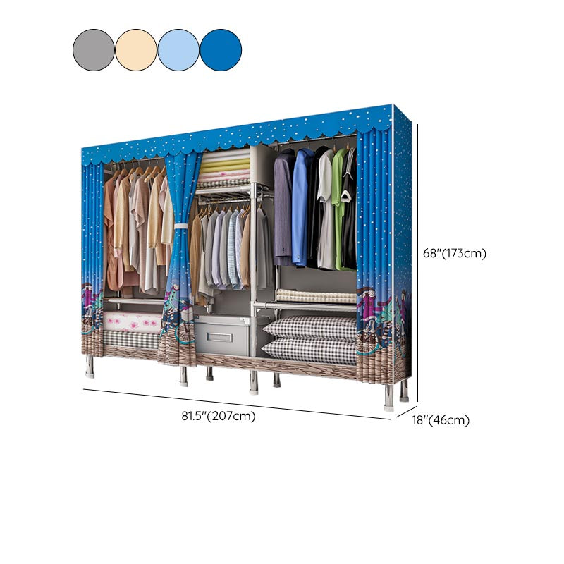 Contemporary Wardrobe Armoire with Shelves Steel Wardrobe Closet for Home Clearhalo 'Armoires & Wardrobes' 'armoires_wardrobes' 'Bedroom Furniture' 'furn' 'furn_armoires_wardrobes' 'Furniture' 6107740
