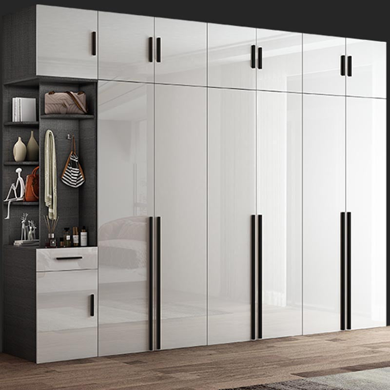 White Colour Wardrobe Contemporary Style Wooden Wardrobe Closet with Hinged Door
