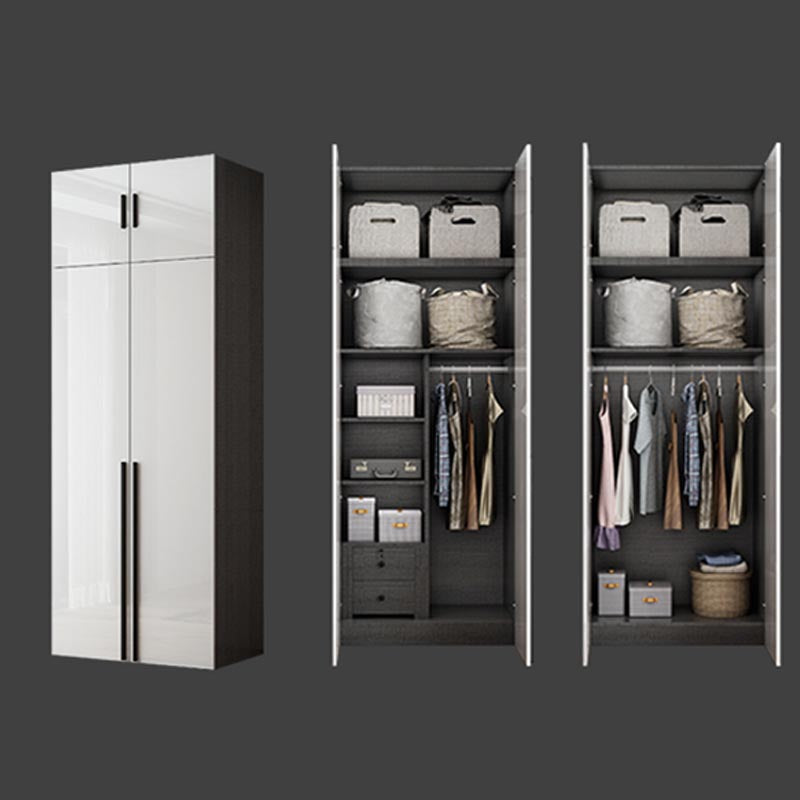 White Colour Wardrobe Contemporary Style Wooden Wardrobe Closet with Hinged Door