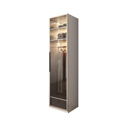 White Colour Wardrobe Armoire Contemporary Style Wooden Wardrobe Closet for Bedroom 12"L x 20"W x 79"H Armoires & Wardrobes Clearhalo 'Armoires & Wardrobes' 'armoires_wardrobes' 'Bedroom Furniture' 'furn' 'furn_armoires_wardrobes' 'Furniture' 6107768
