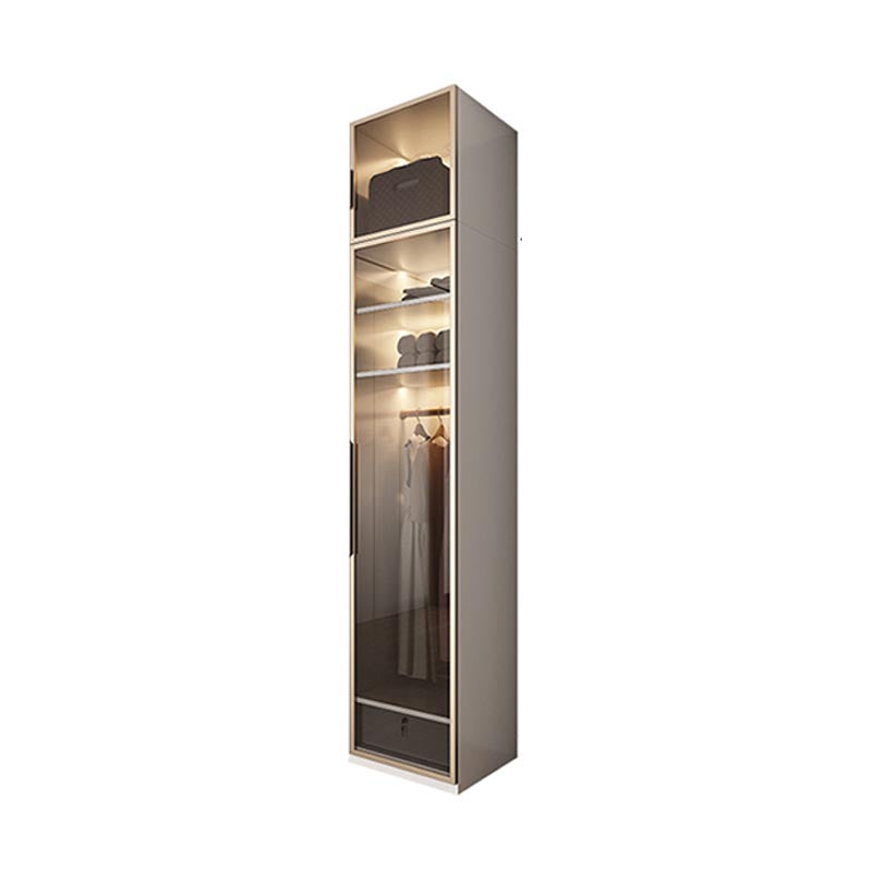 White Colour Wardrobe Armoire Contemporary Style Wooden Wardrobe Closet for Bedroom 12"L x 20"W x 79"H Armories & Top Cabinet Clearhalo 'Armoires & Wardrobes' 'armoires_wardrobes' 'Bedroom Furniture' 'furn' 'furn_armoires_wardrobes' 'Furniture' 6107770