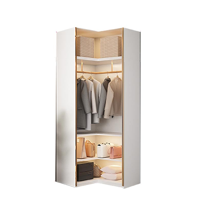 White Colour Wardrobe Armoire Contemporary Style Wooden Wardrobe Closet for Bedroom 35.4"L x 35.4"W x 78.7"H Armories & Top Cabinet Clearhalo 'Armoires & Wardrobes' 'armoires_wardrobes' 'Bedroom Furniture' 'furn' 'furn_armoires_wardrobes' 'Furniture' 6107780