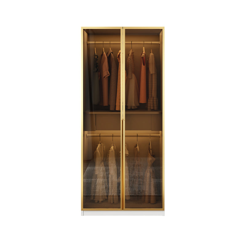 Modern Style Glass Wardrobe Bedroom Wardrobe Closet with Drawer 31"L x 22"W x 79"H Armoires & Wardrobes Clearhalo 'Armoires & Wardrobes' 'armoires_wardrobes' 'Bedroom Furniture' 'furn' 'furn_armoires_wardrobes' 'Furniture' 6107921