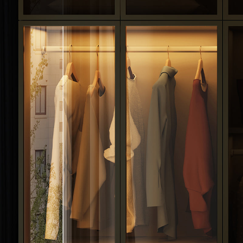 Modern Style Glass Wardrobe Bedroom Wardrobe Closet with Drawer Clearhalo 'Armoires & Wardrobes' 'armoires_wardrobes' 'Bedroom Furniture' 'furn' 'furn_armoires_wardrobes' 'Furniture' 6107932