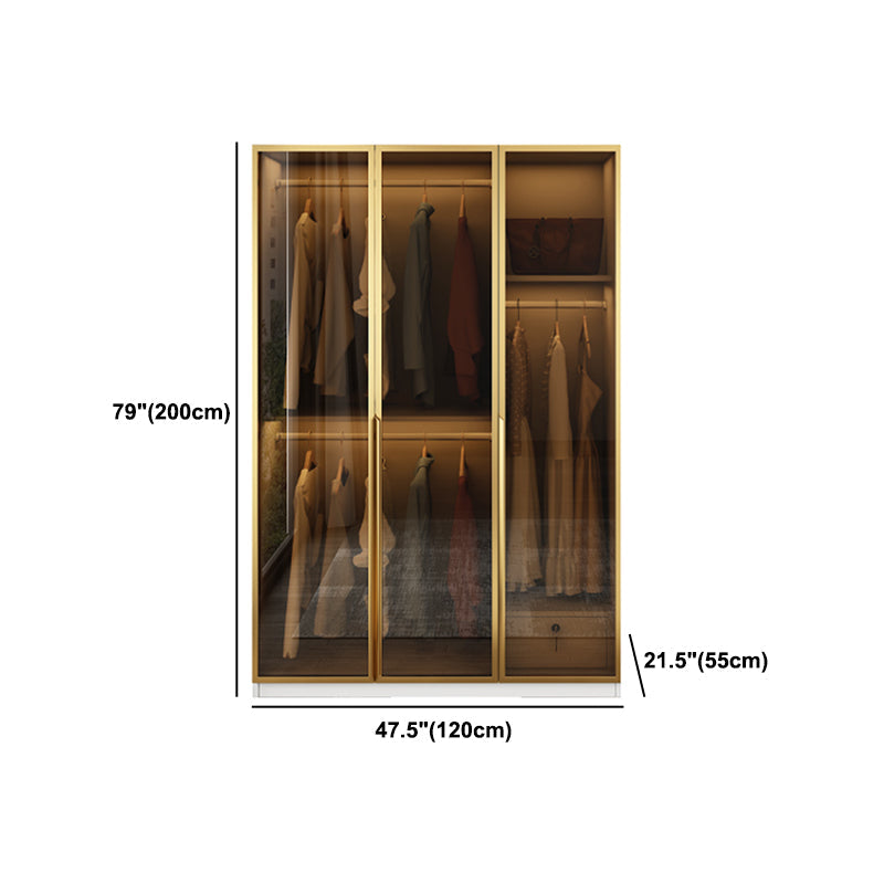 Modern Style Glass Wardrobe Bedroom Wardrobe Closet with Drawer Clearhalo 'Armoires & Wardrobes' 'armoires_wardrobes' 'Bedroom Furniture' 'furn' 'furn_armoires_wardrobes' 'Furniture' 6107938