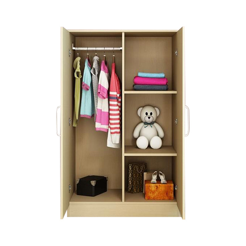 Gabinete de almacenamiento de puerta con bisagras de dormitorio gabinete moderno de madera fabricada con varilla de ropa