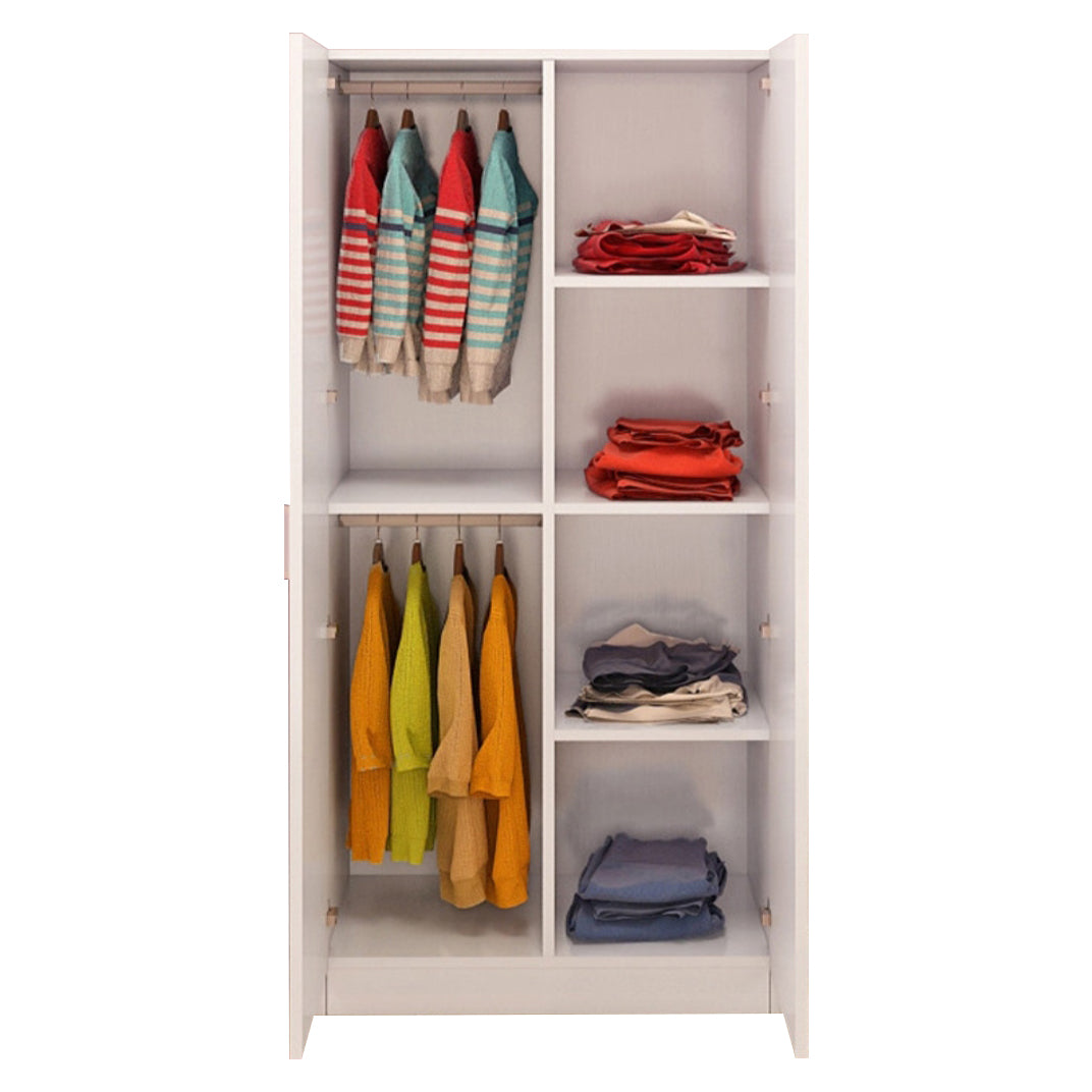 Gabinete de almacenamiento de puerta con bisagras de dormitorio gabinete moderno de madera fabricada con varilla de ropa