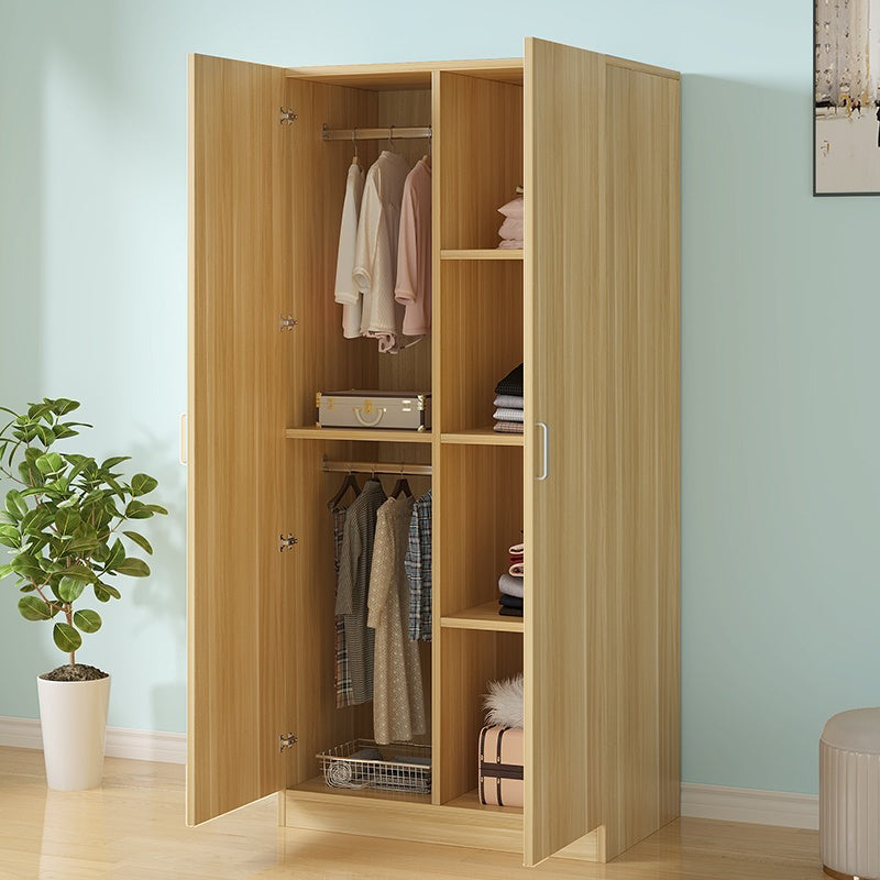 Gabinete de almacenamiento de puerta con bisagras de dormitorio gabinete moderno de madera fabricada con varilla de ropa
