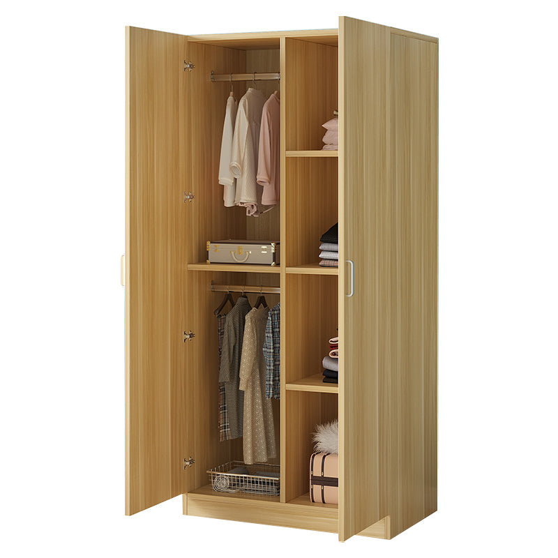 Gabinete de almacenamiento de puerta con bisagras de dormitorio gabinete moderno de madera fabricada con varilla de ropa