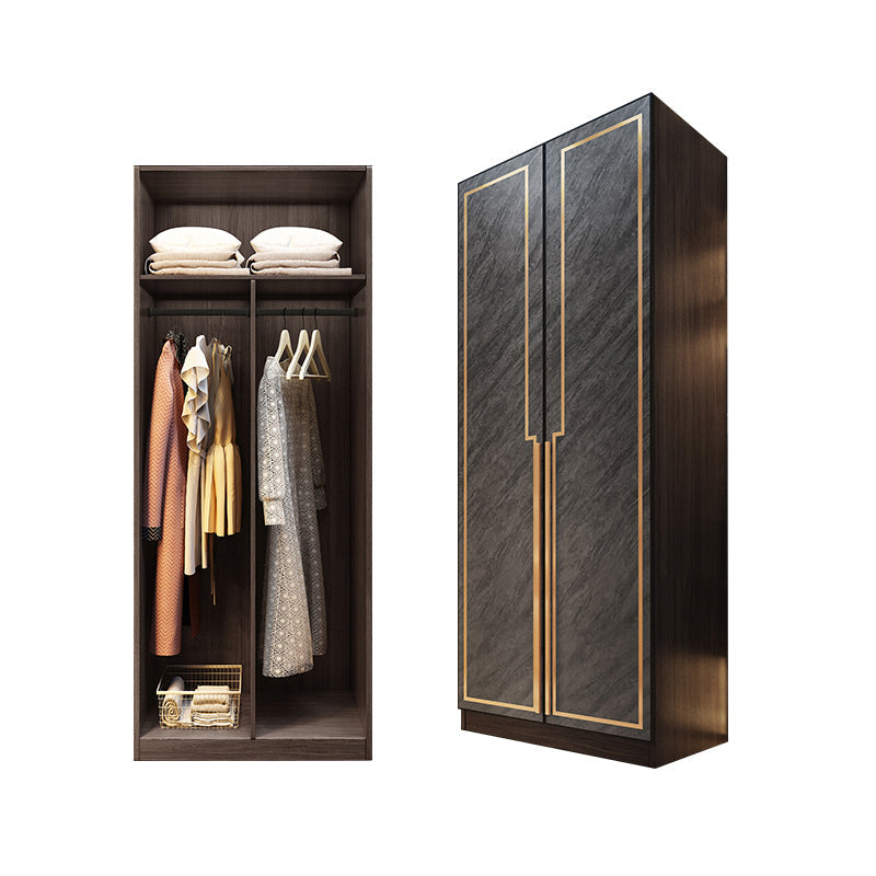 Grey Glass Door Armoire with Garment Rod Modern Storage Cabinet for Bedroom 31.5"L x 24"W x 78.7"H Armoires & Wardrobes Clearhalo 'Armoires & Wardrobes' 'armoires_wardrobes' 'Bedroom Furniture' 'furn' 'furn_armoires_wardrobes' 'Furniture' 6108077