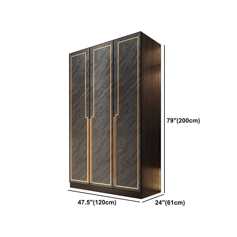 Grey Glass Door Armoire with Garment Rod Modern Storage Cabinet for Bedroom Clearhalo 'Armoires & Wardrobes' 'armoires_wardrobes' 'Bedroom Furniture' 'furn' 'furn_armoires_wardrobes' 'Furniture' 6108089