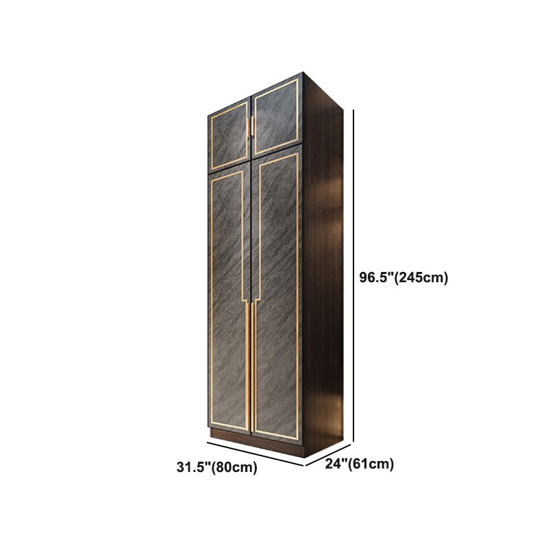 Grey Glass Door Armoire with Garment Rod Modern Storage Cabinet for Bedroom Clearhalo 'Armoires & Wardrobes' 'armoires_wardrobes' 'Bedroom Furniture' 'furn' 'furn_armoires_wardrobes' 'Furniture' 6108091