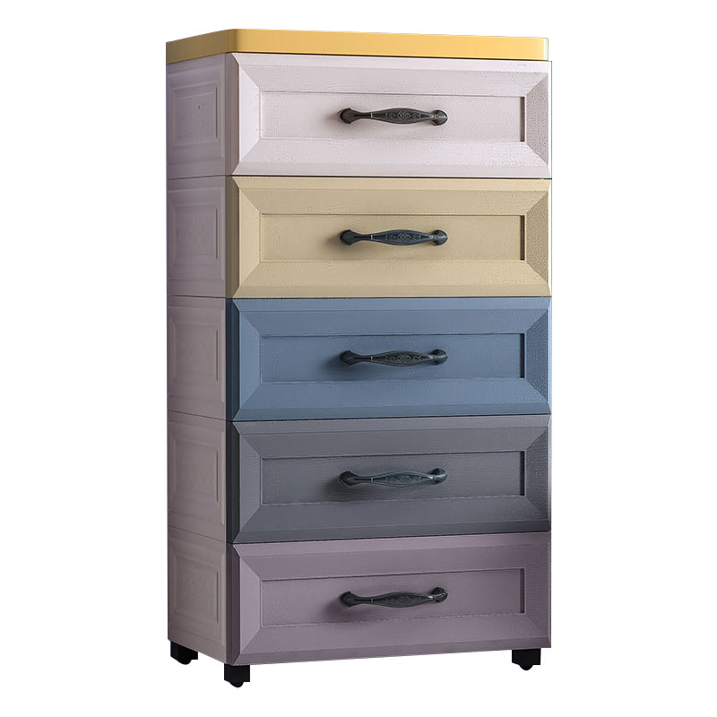 Contemporary Plastic Storage Cabinet Non-Hanging Armoire for Home 23"L x 12"W x 33"H Blue-Purple-Yellow Clearhalo 'Armoires & Wardrobes' 'armoires_wardrobes' 'Bedroom Furniture' 'furn' 'furn_armoires_wardrobes' 'Furniture' 6108142