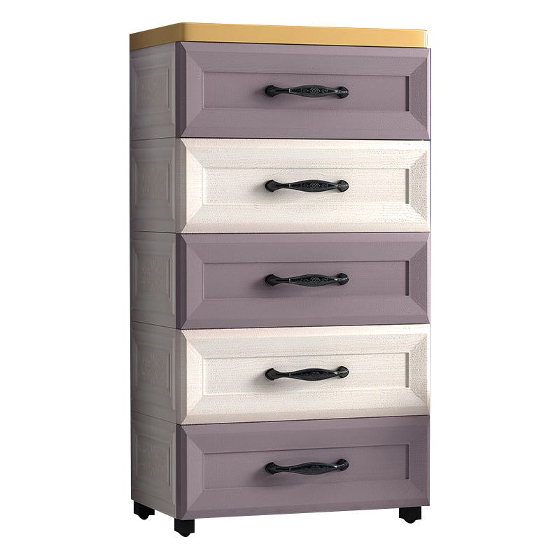 Contemporary Plastic Storage Cabinet Non-Hanging Armoire for Home 18"L x 12"W x 33"H Beige-Purple Clearhalo 'Armoires & Wardrobes' 'armoires_wardrobes' 'Bedroom Furniture' 'furn' 'furn_armoires_wardrobes' 'Furniture' 6108145