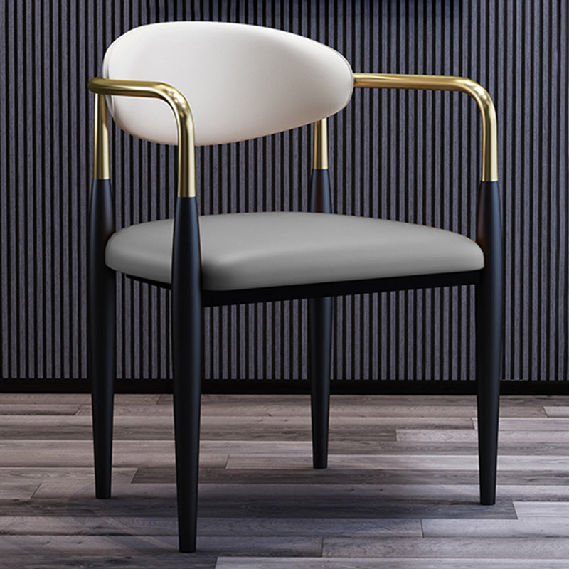 Metallic Finish Side Chair with Arms Metal Industrial Dining Chair Grey 1 Piece Clearhalo 'Dining Chairs' 'Dining Tables & Seating' 'dining_chair' 'furn' 'furn_dining_chair' 'Furniture' 'Kitchen & Dining Furniture' 6110763