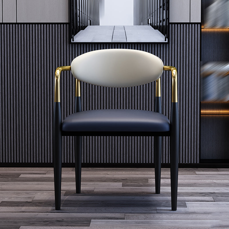 Metallic Finish Side Chair with Arms Metal Industrial Dining Chair Clearhalo 'Dining Chairs' 'Dining Tables & Seating' 'dining_chair' 'furn' 'furn_dining_chair' 'Furniture' 'Kitchen & Dining Furniture' 6110764