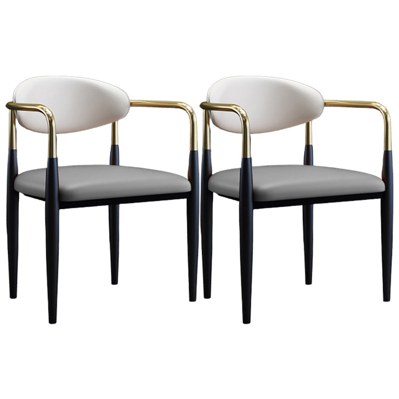 Metallic Finish Side Chair with Arms Metal Industrial Dining Chair Grey 2 Piece Set Clearhalo 'Dining Chairs' 'Dining Tables & Seating' 'dining_chair' 'furn' 'furn_dining_chair' 'Furniture' 'Kitchen & Dining Furniture' 6110765