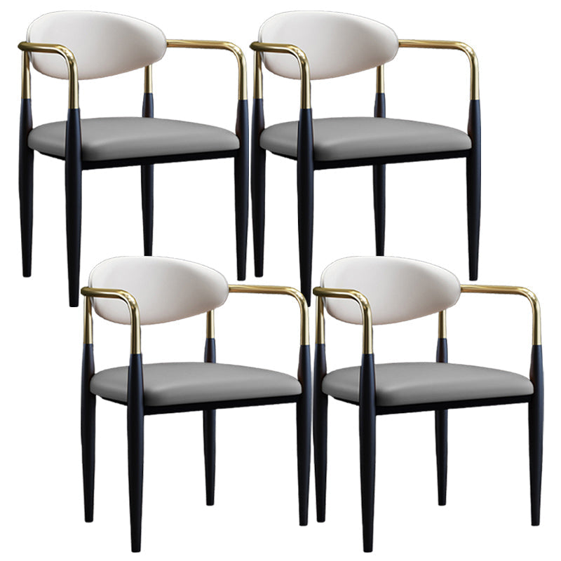 Metallic Finish Side Chair with Arms Metal Industrial Dining Chair Grey 4 Piece Set Clearhalo 'Dining Chairs' 'Dining Tables & Seating' 'dining_chair' 'furn' 'furn_dining_chair' 'Furniture' 'Kitchen & Dining Furniture' 6110766