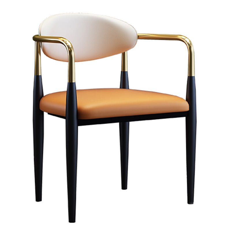Metallic Finish Side Chair with Arms Metal Industrial Dining Chair Clearhalo 'Dining Chairs' 'Dining Tables & Seating' 'dining_chair' 'furn' 'furn_dining_chair' 'Furniture' 'Kitchen & Dining Furniture' 6110770