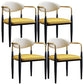 Metallic Finish Side Chair with Arms Metal Industrial Dining Chair Yellow 4 Piece Set Clearhalo 'Dining Chairs' 'Dining Tables & Seating' 'dining_chair' 'furn' 'furn_dining_chair' 'Furniture' 'Kitchen & Dining Furniture' 6110776