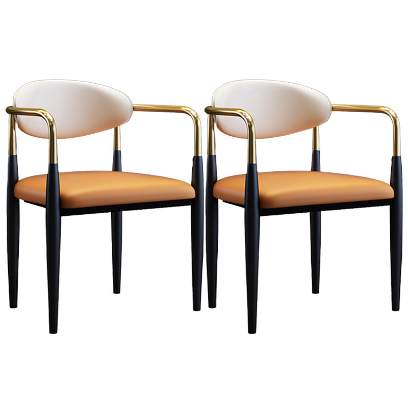 Metallic Finish Side Chair with Arms Metal Industrial Dining Chair Orange 2 Piece Set Clearhalo 'Dining Chairs' 'Dining Tables & Seating' 'dining_chair' 'furn' 'furn_dining_chair' 'Furniture' 'Kitchen & Dining Furniture' 6110780
