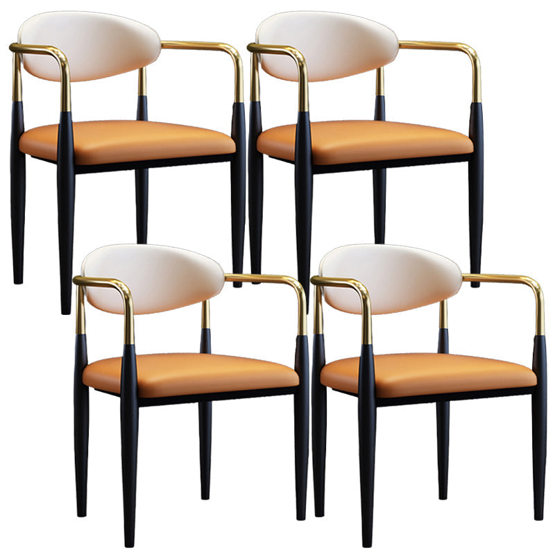 Metallic Finish Side Chair with Arms Metal Industrial Dining Chair Orange 4 Piece Set Clearhalo 'Dining Chairs' 'Dining Tables & Seating' 'dining_chair' 'furn' 'furn_dining_chair' 'Furniture' 'Kitchen & Dining Furniture' 6110781