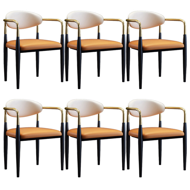 Metallic Finish Side Chair with Arms Metal Industrial Dining Chair Orange 6 Piece Set Clearhalo 'Dining Chairs' 'Dining Tables & Seating' 'dining_chair' 'furn' 'furn_dining_chair' 'Furniture' 'Kitchen & Dining Furniture' 6110782