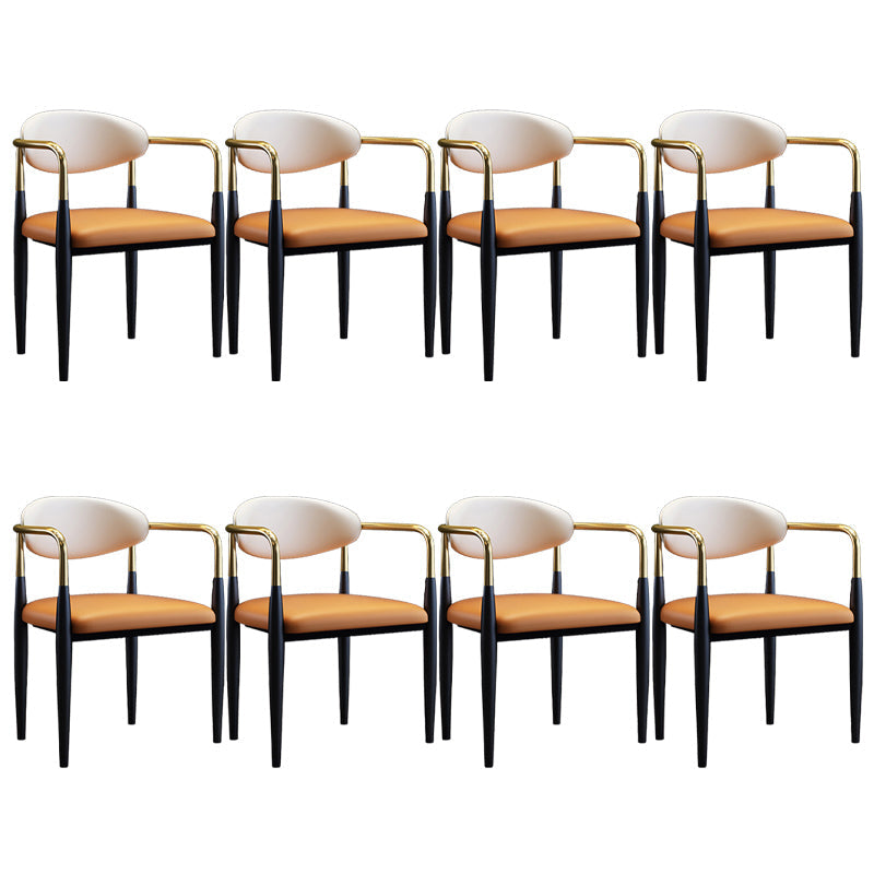 Metallic Finish Side Chair with Arms Metal Industrial Dining Chair Orange 8 Piece Set Clearhalo 'Dining Chairs' 'Dining Tables & Seating' 'dining_chair' 'furn' 'furn_dining_chair' 'Furniture' 'Kitchen & Dining Furniture' 6110783