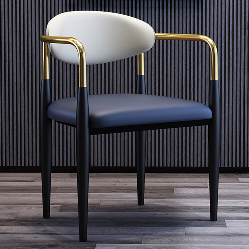 Metallic Finish Side Chair with Arms Metal Industrial Dining Chair Blue 1 Piece Clearhalo 'Dining Chairs' 'Dining Tables & Seating' 'dining_chair' 'furn' 'furn_dining_chair' 'Furniture' 'Kitchen & Dining Furniture' 6110784