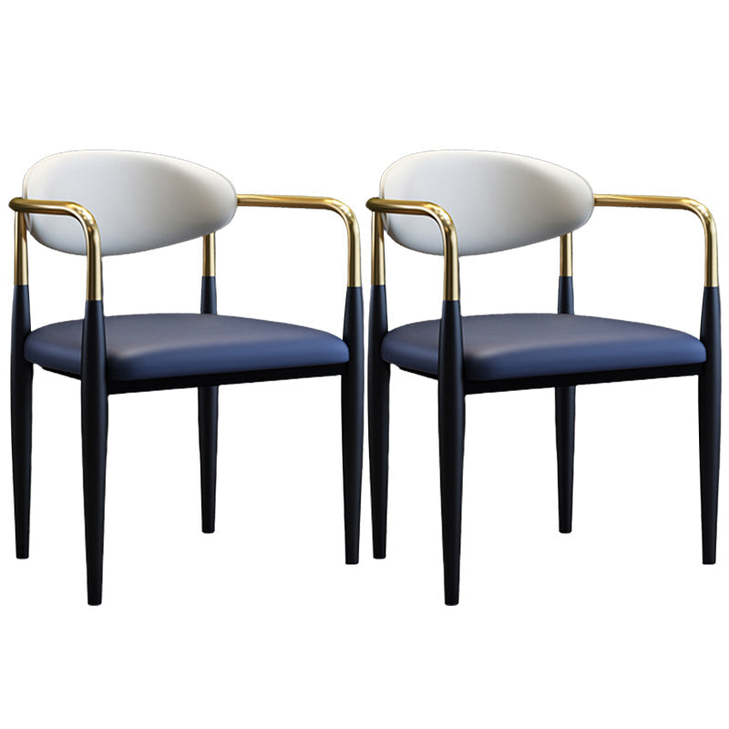 Metallic Finish Side Chair with Arms Metal Industrial Dining Chair Blue 2 Piece Set Clearhalo 'Dining Chairs' 'Dining Tables & Seating' 'dining_chair' 'furn' 'furn_dining_chair' 'Furniture' 'Kitchen & Dining Furniture' 6110785