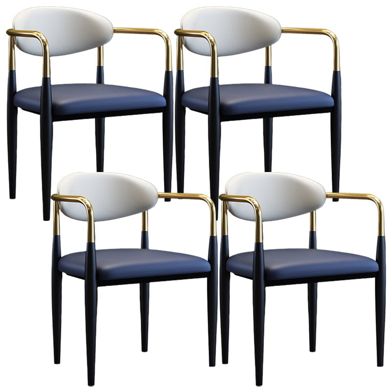 Metallic Finish Side Chair with Arms Metal Industrial Dining Chair Blue 4 Piece Set Clearhalo 'Dining Chairs' 'Dining Tables & Seating' 'dining_chair' 'furn' 'furn_dining_chair' 'Furniture' 'Kitchen & Dining Furniture' 6110786
