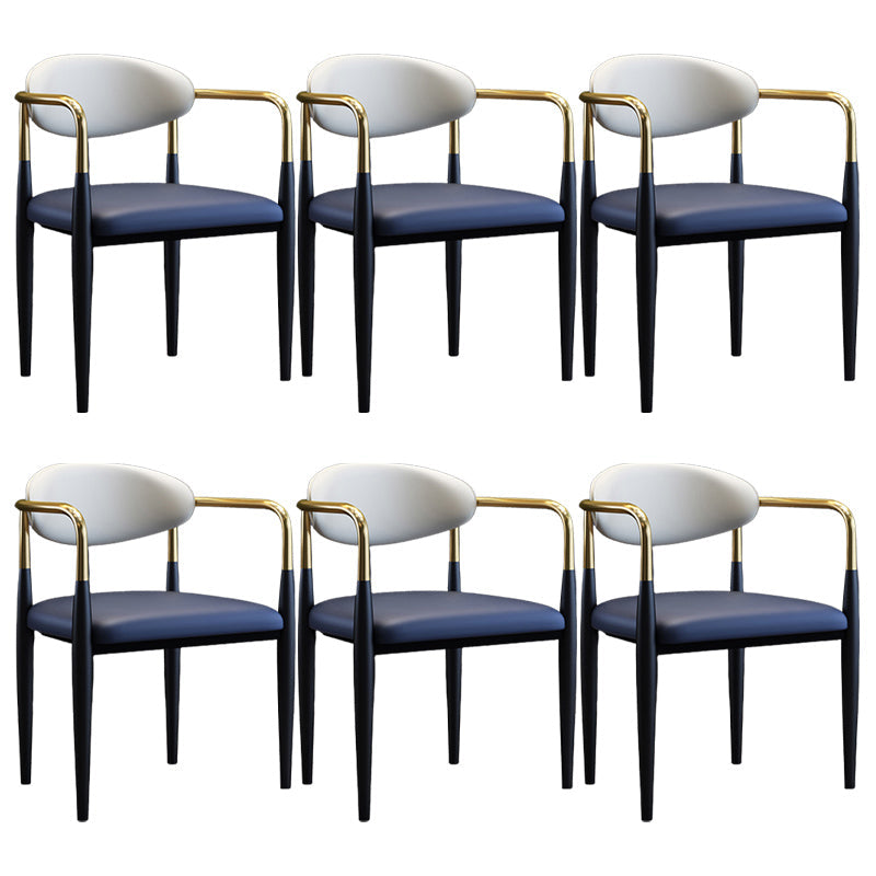 Metallic Finish Side Chair with Arms Metal Industrial Dining Chair Blue 6 Piece Set Clearhalo 'Dining Chairs' 'Dining Tables & Seating' 'dining_chair' 'furn' 'furn_dining_chair' 'Furniture' 'Kitchen & Dining Furniture' 6110787