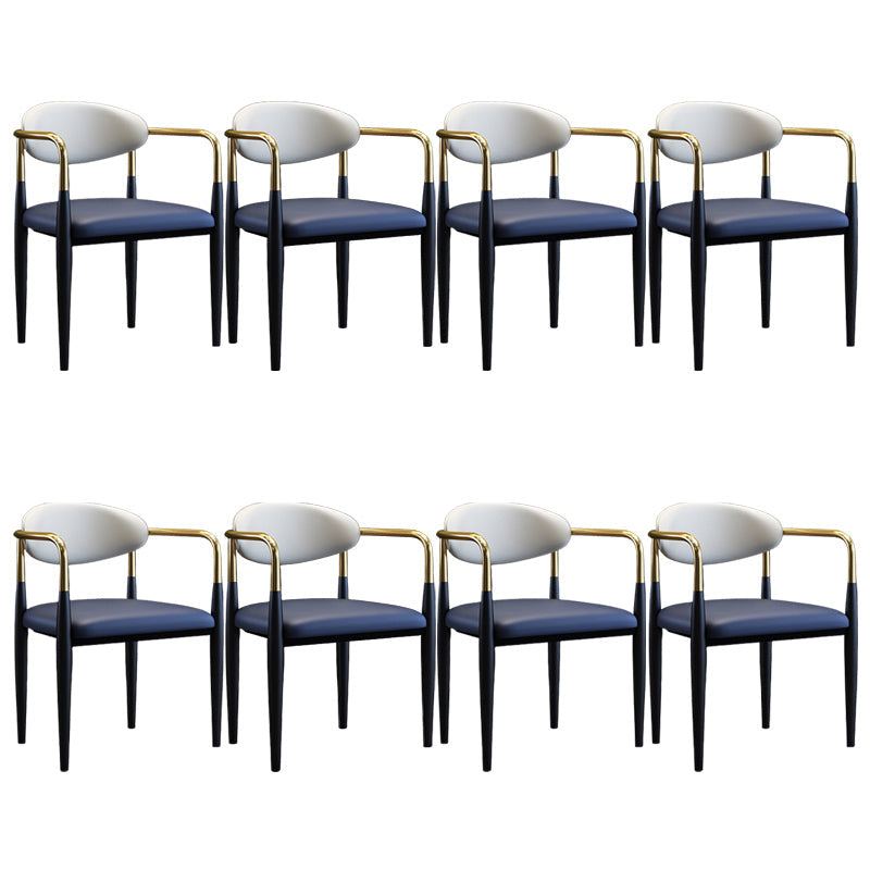 Metallic Finish Side Chair with Arms Metal Industrial Dining Chair Blue 8 Piece Set Clearhalo 'Dining Chairs' 'Dining Tables & Seating' 'dining_chair' 'furn' 'furn_dining_chair' 'Furniture' 'Kitchen & Dining Furniture' 6110788