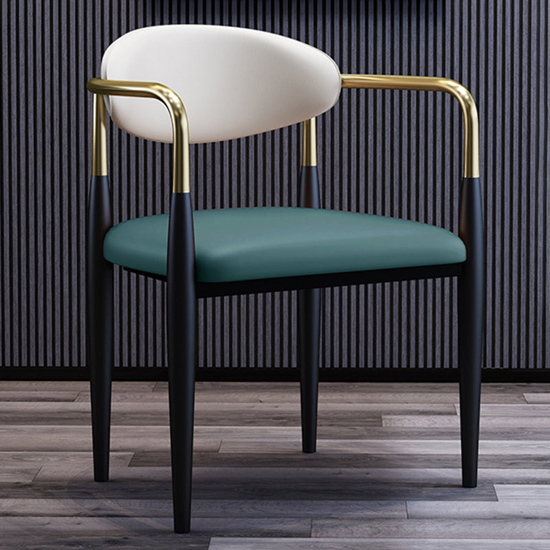 Metallic Finish Side Chair with Arms Metal Industrial Dining Chair Green 1 Piece Clearhalo 'Dining Chairs' 'Dining Tables & Seating' 'dining_chair' 'furn' 'furn_dining_chair' 'Furniture' 'Kitchen & Dining Furniture' 6110789