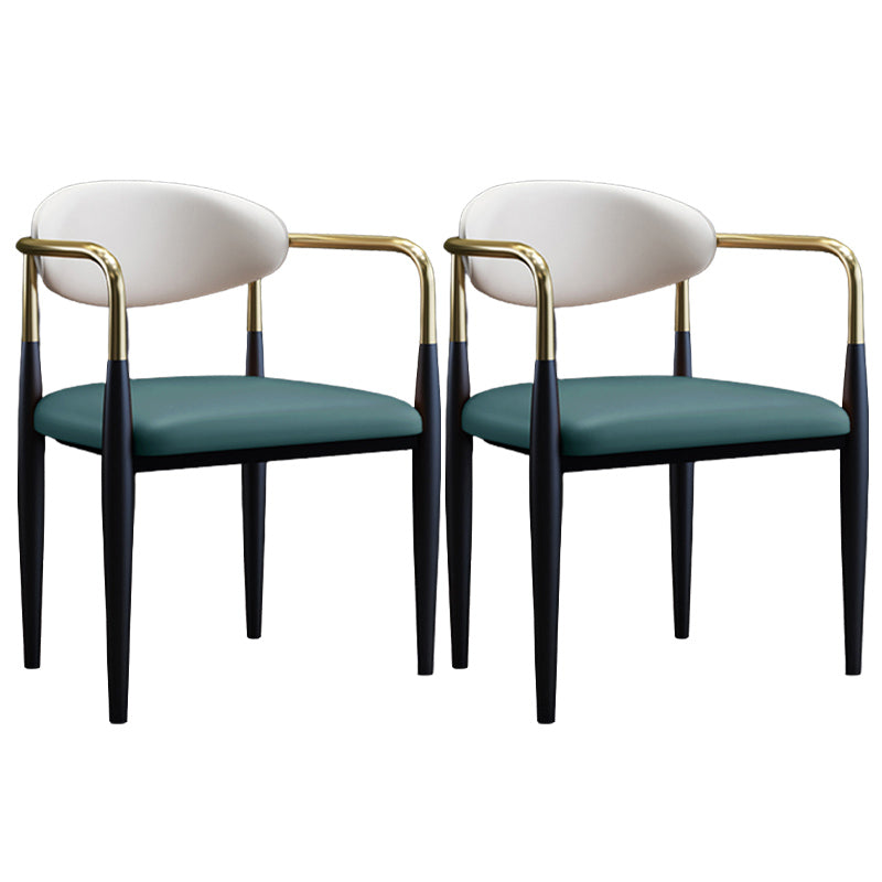 Metallic Finish Side Chair with Arms Metal Industrial Dining Chair Green 2 Piece Set Clearhalo 'Dining Chairs' 'Dining Tables & Seating' 'dining_chair' 'furn' 'furn_dining_chair' 'Furniture' 'Kitchen & Dining Furniture' 6110790
