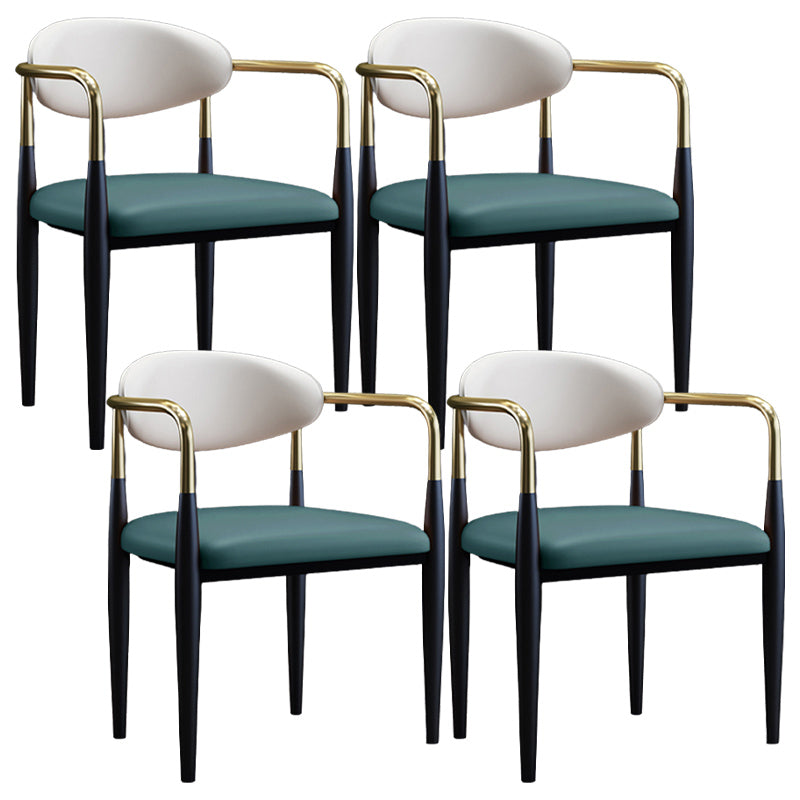 Metallic Finish Side Chair with Arms Metal Industrial Dining Chair Green 4 Piece Set Clearhalo 'Dining Chairs' 'Dining Tables & Seating' 'dining_chair' 'furn' 'furn_dining_chair' 'Furniture' 'Kitchen & Dining Furniture' 6110791