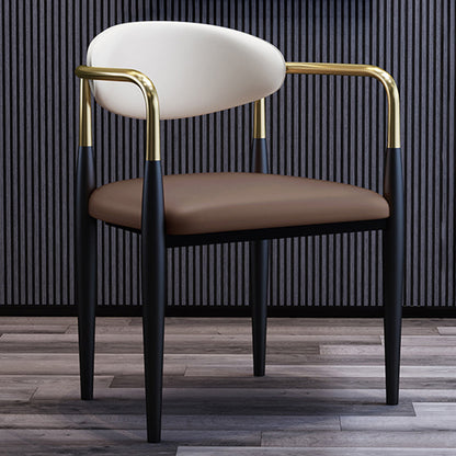 Metallic Finish Side Chair with Arms Metal Industrial Dining Chair Coffee 1 Piece Clearhalo 'Dining Chairs' 'Dining Tables & Seating' 'dining_chair' 'furn' 'furn_dining_chair' 'Furniture' 'Kitchen & Dining Furniture' 6110794