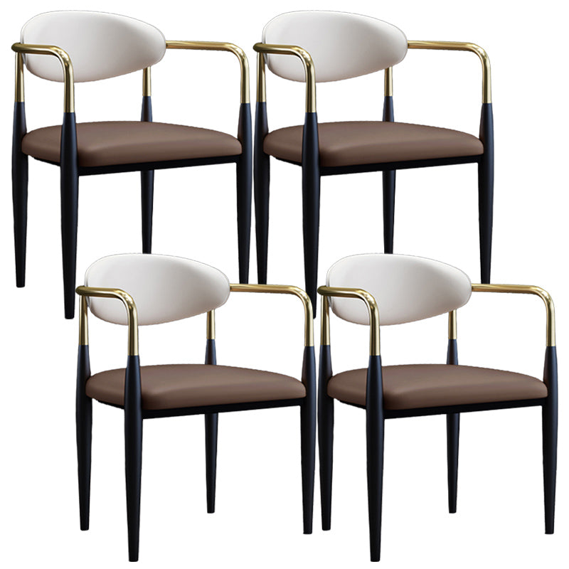 Metallic Finish Side Chair with Arms Metal Industrial Dining Chair Coffee 4 Piece Set Clearhalo 'Dining Chairs' 'Dining Tables & Seating' 'dining_chair' 'furn' 'furn_dining_chair' 'Furniture' 'Kitchen & Dining Furniture' 6110796