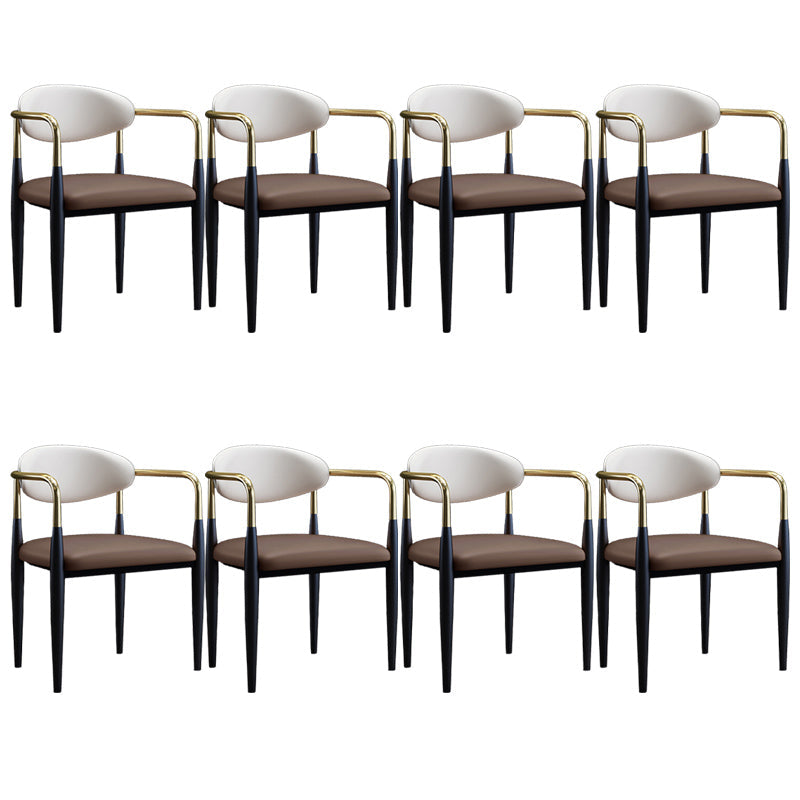 Metallic Finish Side Chair with Arms Metal Industrial Dining Chair Coffee 8 Piece Set Clearhalo 'Dining Chairs' 'Dining Tables & Seating' 'dining_chair' 'furn' 'furn_dining_chair' 'Furniture' 'Kitchen & Dining Furniture' 6110798