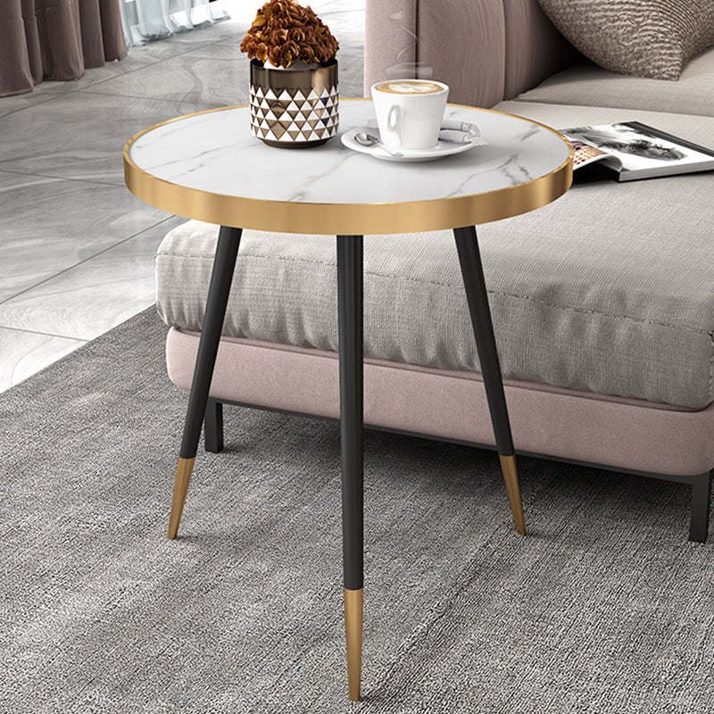 Modernistic Metal 3 Legs End Table Round Slate Top Side End Table Clearhalo 'Coffee & Accent Tables' 'End & Side Tables' 'end_side_tables' 'furn' 'furn_end_side_tables' 'Furniture' 'Living Room Furniture' 6110817