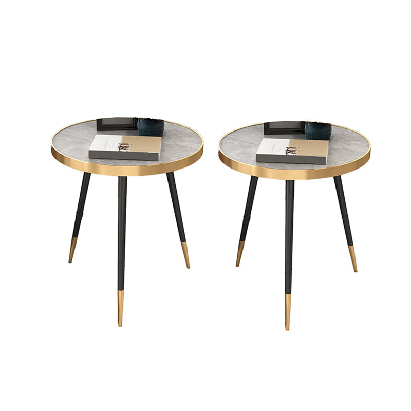 Modernistic Metal 3 Legs End Table Round Slate Top Side End Table Gray 2 Clearhalo 'Coffee & Accent Tables' 'End & Side Tables' 'end_side_tables' 'furn' 'furn_end_side_tables' 'Furniture' 'Living Room Furniture' 6110818