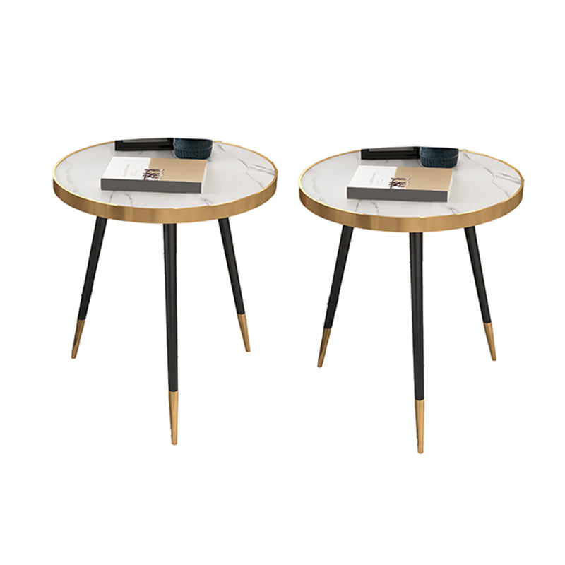Modernistic Metal 3 Legs End Table Round Slate Top Side End Table White 2 Clearhalo 'Coffee & Accent Tables' 'End & Side Tables' 'end_side_tables' 'furn' 'furn_end_side_tables' 'Furniture' 'Living Room Furniture' 6110820