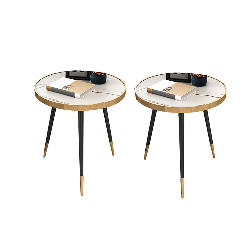 Modernistic Metal 3 Legs End Table Round Slate Top Side End Table White Gold 2 Clearhalo 'Coffee & Accent Tables' 'End & Side Tables' 'end_side_tables' 'furn' 'furn_end_side_tables' 'Furniture' 'Living Room Furniture' 6110821